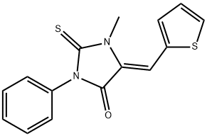 1-methyl-3-phenyl-5-(2-thienylmethylene)-2-thioxo-4-imidazolidinone 结构式