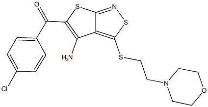 (4-amino-3-{[2-(4-morpholinyl)ethyl]sulfanyl}thieno[2,3-c]isothiazol-5-yl)(4-chlorophenyl)methanone 结构式