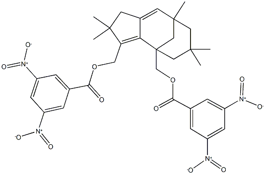 (3-{[(3,5-dinitrobenzoyl)oxy]methyl}-4,4,8,10,10-pentamethyltricyclo[6.3.1.0~2,6~]dodeca-2,6-dien-1-yl)methyl 3,5-dinitrobenzoate 结构式