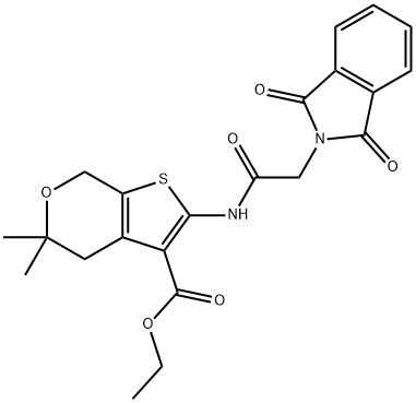 ethyl 2-{[(1,3-dioxo-1,3-dihydro-2H-isoindol-2-yl)acetyl]amino}-5,5-dimethyl-4,7-dihydro-5H-thieno[2,3-c]pyran-3-carboxylate 结构式