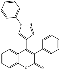 3-phenyl-4-(1-phenyl-1H-pyrazol-4-yl)-2H-chromen-2-one 结构式