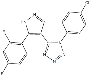 1-(4-chlorophenyl)-5-[5-(2,4-difluorophenyl)-1H-pyrazol-4-yl]-1H-tetraazole 结构式