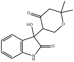 3-(6,6-dimethyl-4-oxotetrahydro-2H-pyran-3-yl)-3-hydroxy-1,3-dihydro-2H-indol-2-one 结构式