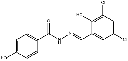 N'-(3,5-dichloro-2-hydroxybenzylidene)-4-hydroxybenzohydrazide 结构式