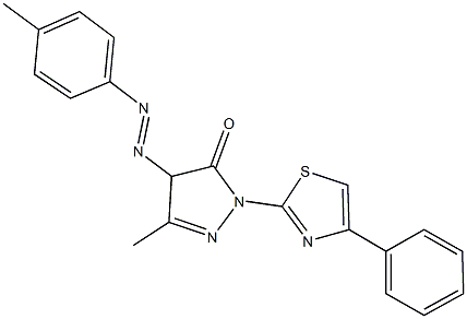 5-methyl-4-[(4-methylphenyl)diazenyl]-2-(4-phenyl-1,3-thiazol-2-yl)-2,4-dihydro-3H-pyrazol-3-one 结构式