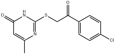 2-{[2-(4-chlorophenyl)-2-oxoethyl]sulfanyl}-6-methyl-4(3H)-pyrimidinone 结构式