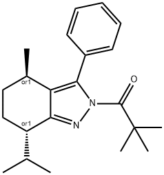 2-(2,2-dimethylpropanoyl)-7-isopropyl-4-methyl-3-phenyl-4,5,6,7-tetrahydro-2H-indazole 结构式