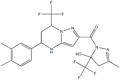 1-{[5-(3,4-dimethylphenyl)-7-(trifluoromethyl)-4,5,6,7-tetrahydropyrazolo[1,5-a]pyrimidin-2-yl]carbonyl}-3-methyl-5-(trifluoromethyl)-4,5-dihydro-1H-pyrazol-5-ol 结构式