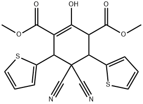 dimethyl 5,5-dicyano-2-hydroxy-4,6-di(2-thienyl)-1-cyclohexene-1,3-dicarboxylate 结构式