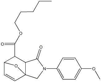 pentyl 3-(4-methoxyphenyl)-4-oxo-10-oxa-3-azatricyclo[5.2.1.0~1,5~]dec-8-ene-6-carboxylate 结构式