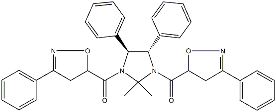 5-({2,2-dimethyl-4,5-diphenyl-3-[(3-phenyl-4,5-dihydro-5-isoxazolyl)carbonyl]-1-imidazolidinyl}carbonyl)-3-phenyl-4,5-dihydroisoxazole 结构式