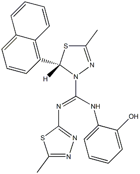 N-(2-hydroxyphenyl)-5-methyl-N'-(5-methyl-1,3,4-thiadiazol-2-yl)-2-(1-naphthyl)-1,3,4-thiadiazole-3(2H)-carboximidamide 结构式
