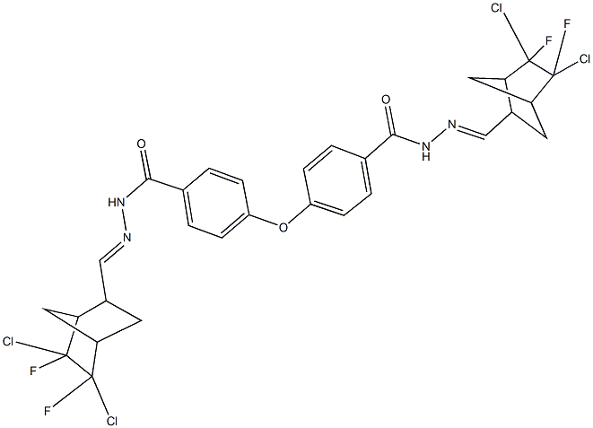 N'-[(5,6-dichloro-5,6-difluorobicyclo[2.2.1]hept-2-yl)methylene]-4-[4-({2-[(5,6-dichloro-5,6-difluorobicyclo[2.2.1]hept-2-yl)methylene]hydrazino}carbonyl)phenoxy]benzohydrazide 结构式