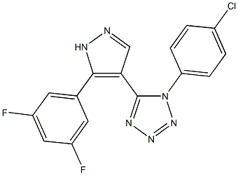 1-(4-chlorophenyl)-5-[5-(3,5-difluorophenyl)-1H-pyrazol-4-yl]-1H-tetraazole 结构式
