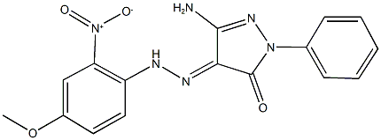 3-amino-1-phenyl-1H-pyrazole-4,5-dione 4-({2-nitro-4-methoxyphenyl}hydrazone) 结构式