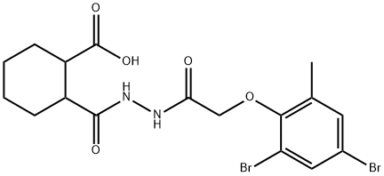 2-({2-[(2,4-dibromo-6-methylphenoxy)acetyl]hydrazino}carbonyl)cyclohexanecarboxylic acid 结构式