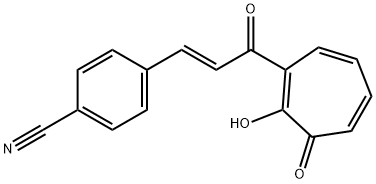 4-[3-(2-hydroxy-3-oxo-1,4,6-cycloheptatrien-1-yl)-3-oxo-1-propenyl]benzonitrile 结构式