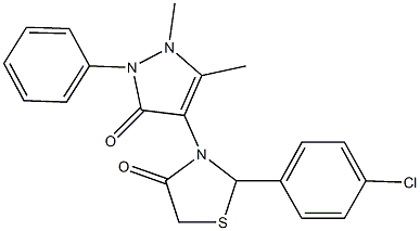 2-(4-chlorophenyl)-3-(1,5-dimethyl-3-oxo-2-phenyl-2,3-dihydro-1H-pyrazol-4-yl)-1,3-thiazolidin-4-one 结构式