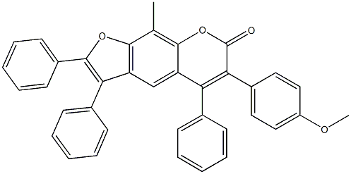 6-(4-methoxyphenyl)-9-methyl-2,3,5-triphenyl-7H-furo[3,2-g]chromen-7-one 结构式