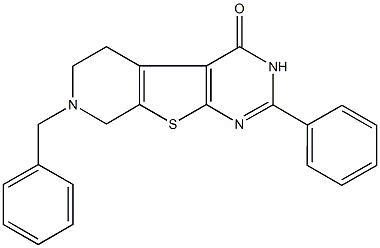 7-benzyl-2-phenyl-5,6,7,8-tetrahydropyrido[4',3':4,5]thieno[2,3-d]pyrimidin-4(3H)-one 结构式