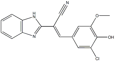 2-(1H-benzimidazol-2-yl)-3-(3-chloro-4-hydroxy-5-methoxyphenyl)acrylonitrile 结构式