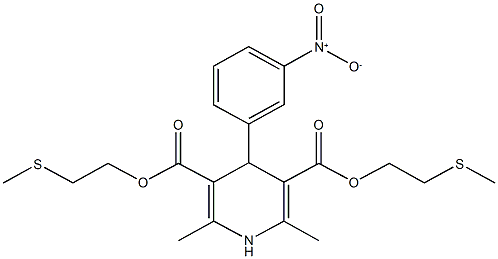 bis[2-(methylsulfanyl)ethyl] 4-{3-nitrophenyl}-2,6-dimethyl-1,4-dihydro-3,5-pyridinedicarboxylate 结构式