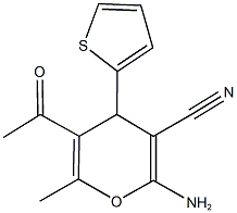 5-acetyl-2-amino-6-methyl-4-(2-thienyl)-4H-pyran-3-carbonitrile 结构式