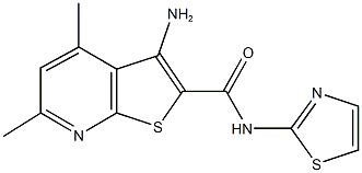 3-amino-4,6-dimethyl-N-(1,3-thiazol-2-yl)thieno[2,3-b]pyridine-2-carboxamide 结构式