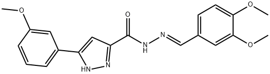 N'-(3,4-dimethoxybenzylidene)-3-(3-methoxyphenyl)-1H-pyrazole-5-carbohydrazide 结构式