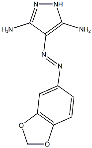 3-amino-4-(1,3-benzodioxol-5-yldiazenyl)-1H-pyrazol-5-ylamine 结构式