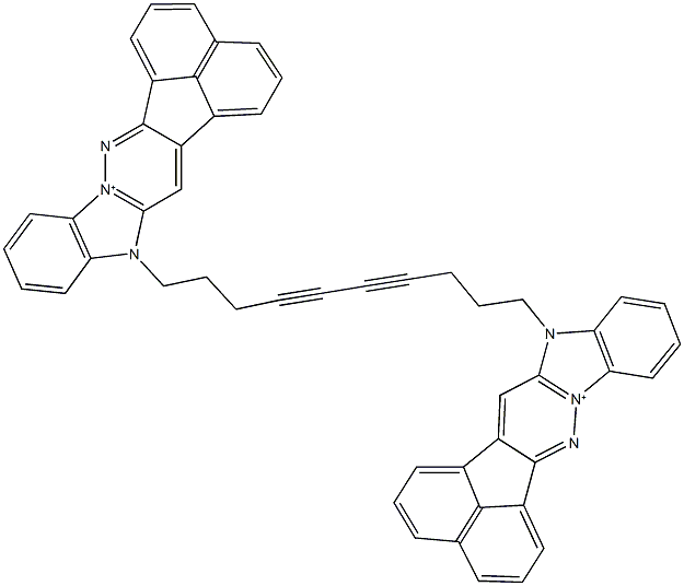 8-[10-(8H-acenaphtho[1',2':3,4]pyridazino[1,6-a]benzimidazol-13-ium-8-yl)-4,6-decadiynyl]-8H-acenaphtho[1',2':3,4]pyridazino[1,6-a]benzimidazol-13-ium 结构式