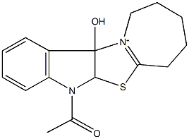 5-acetyl-12a-hydroxy-5H,5aH,7H,8H,9H,10H,11H,12aH-azepino[2',1':2,3][1,3]thiazolo[5,4-b]indol-12-ium 结构式