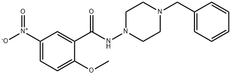 N-(4-benzyl-1-piperazinyl)-5-nitro-2-methoxybenzamide 结构式