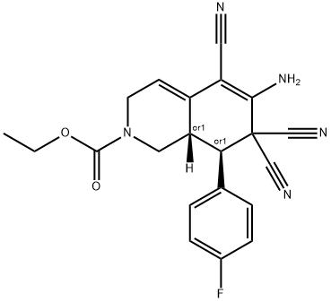 ethyl 6-amino-5,7,7-tricyano-8-(4-fluorophenyl)-3,7,8,8a-tetrahydro-2(1H)-isoquinolinecarboxylate 结构式