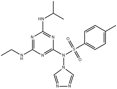 N-[4-(ethylamino)-6-(isopropylamino)-1,3,5-triazin-2-yl]-4-methyl-N-(4H-1,2,4-triazol-4-yl)benzenesulfonamide 结构式