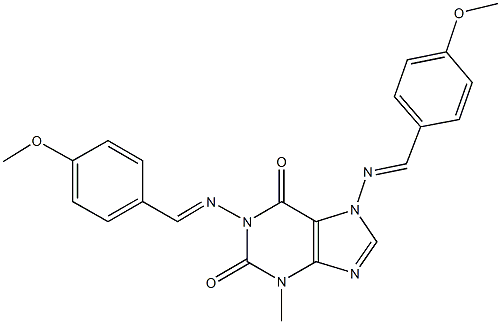 1,7-bis[(4-methoxybenzylidene)amino]-3-methyl-3,7-dihydro-1H-purine-2,6-dione 结构式