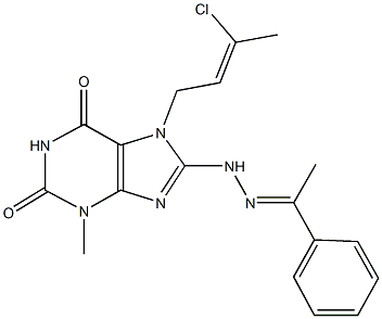 7-(3-chloro-2-butenyl)-3-methyl-8-[2-(1-phenylethylidene)hydrazino]-3,7-dihydro-1H-purine-2,6-dione 结构式