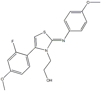 2-(4-(2-fluoro-4-methoxyphenyl)-2-[(4-methoxyphenyl)imino]-1,3-thiazol-3(2H)-yl)ethanol 结构式