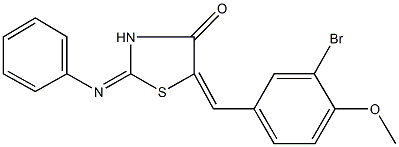 5-(3-bromo-4-methoxybenzylidene)-2-(phenylimino)-1,3-thiazolidin-4-one 结构式