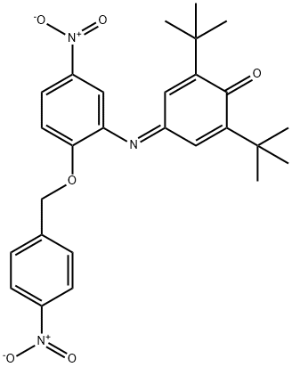 2,6-ditert-butyl-4-{[5-nitro-2-({4-nitrobenzyl}oxy)phenyl]imino}-2,5-cyclohexadien-1-one 结构式