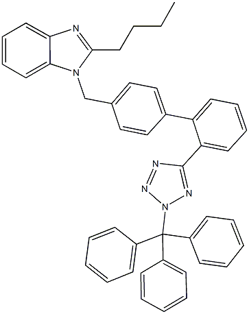 2-butyl-1-{[2'-(2-trityl-2H-tetraazol-5-yl)[1,1'-biphenyl]-4-yl]methyl}-1H-benzimidazole 结构式
