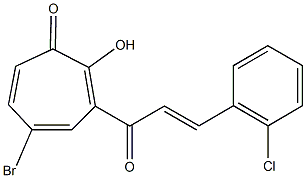 5-bromo-3-[3-(2-chlorophenyl)acryloyl]-2-hydroxy-2,4,6-cycloheptatrien-1-one 结构式