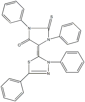 5-(3,5-diphenyl-1,3,4-thiadiazol-2(3H)-ylidene)-1,3-diphenyl-2-thioxo-4-imidazolidinone 结构式
