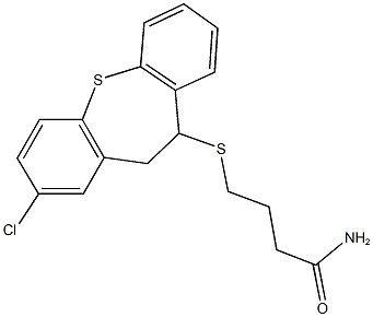 4-[(2-chloro-10,11-dihydrodibenzo[b,f]thiepin-10-yl)sulfanyl]butanamide 结构式