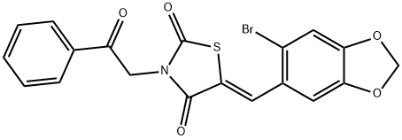5-[(6-bromo-1,3-benzodioxol-5-yl)methylene]-3-(2-oxo-2-phenylethyl)-1,3-thiazolidine-2,4-dione 结构式
