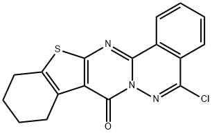 5-chloro-9,10,11,12-tetrahydro-8H-[1]benzothieno[2',3':4,5]pyrimido[2,1-a]phthalazin-8-one 结构式