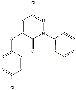 6-chloro-4-[(4-chlorophenyl)sulfanyl]-2-phenyl-3(2H)-pyridazinone 结构式