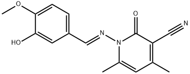 1-[(3-hydroxy-4-methoxybenzylidene)amino]-4,6-dimethyl-2-oxo-1,2-dihydro-3-pyridinecarbonitrile 结构式