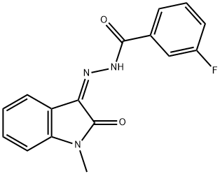 3-fluoro-N'-(1-methyl-2-oxo-1,2-dihydro-3H-indol-3-ylidene)benzohydrazide 结构式