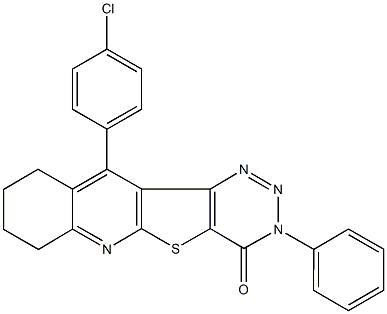 11-(4-chlorophenyl)-3-phenyl-7,8,9,10-tetrahydro[1,2,3]triazino[4',5':4,5]thieno[2,3-b]quinolin-4(3H)-one 结构式